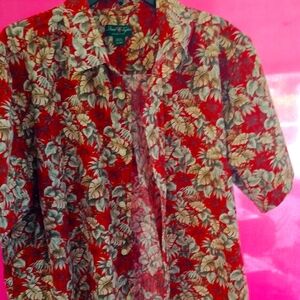 David Taylor Men's Hawaiian Shirt, Size XLT, multi Colors With Maroon background